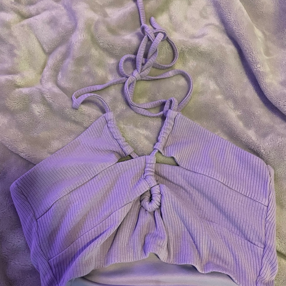 Purple Halter Crop Top